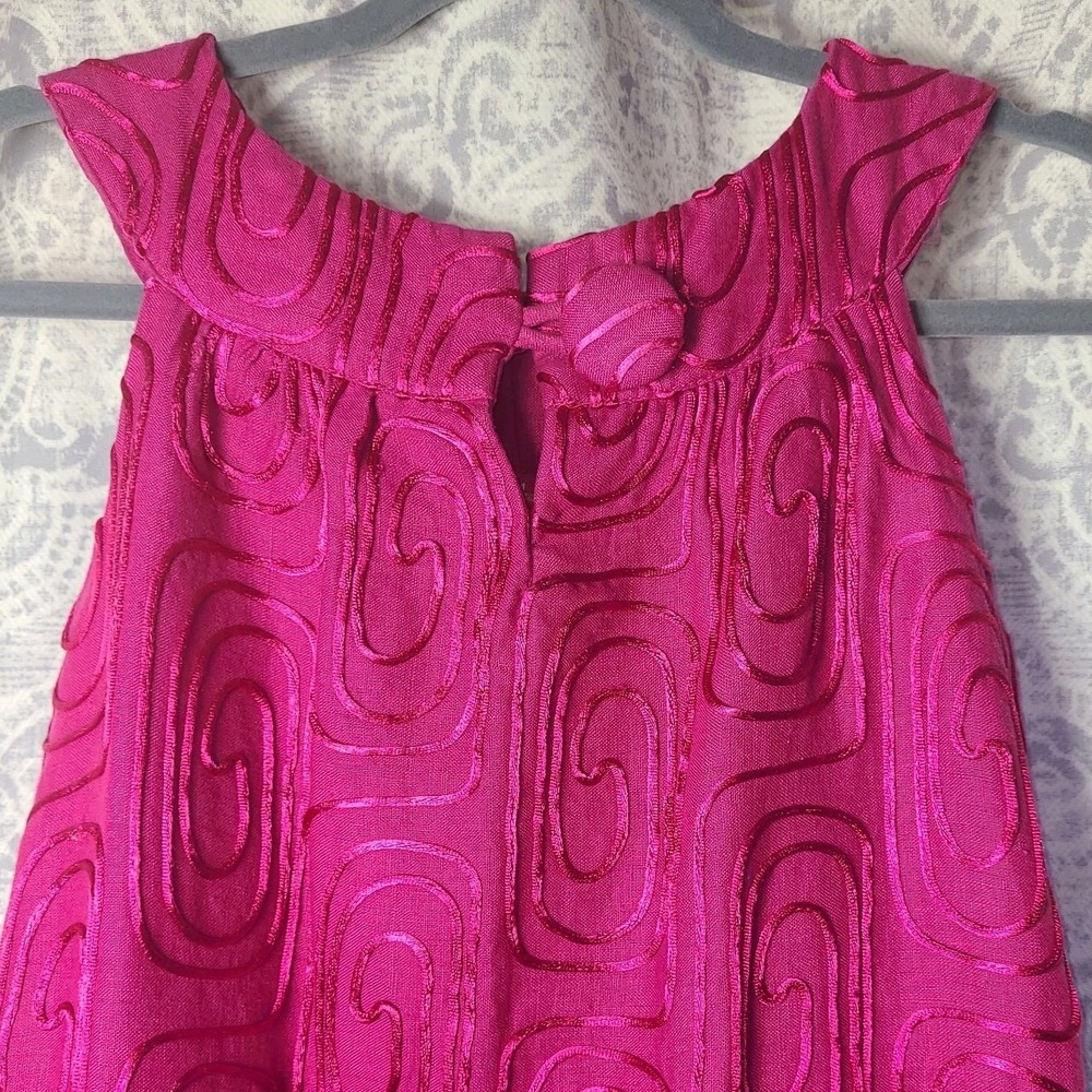 BB Dakota Pink Textured Spiral Piping Shift Dress Womens Medium Sleeveless Retro